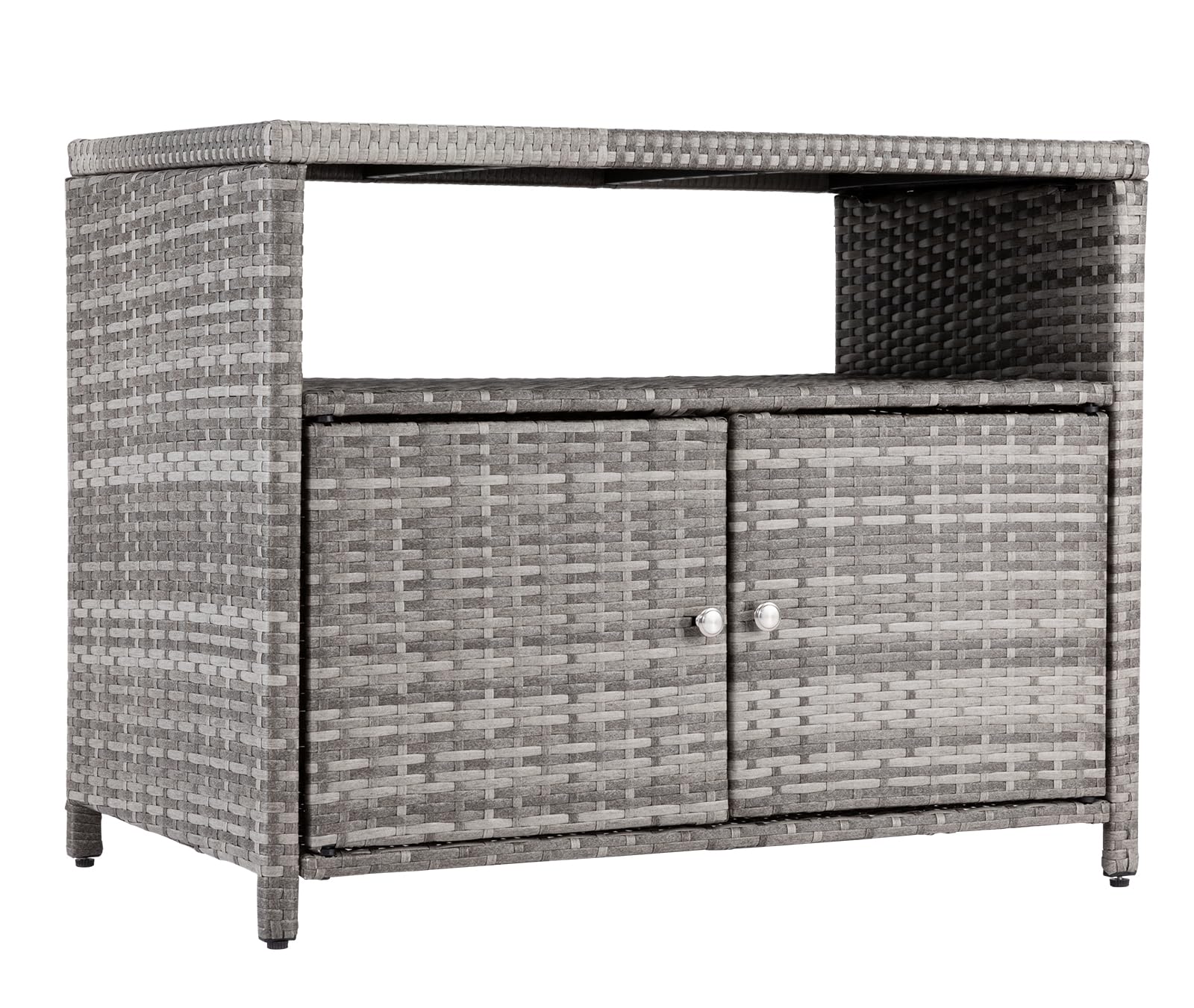 Outdoor Storage Cabinet, Wicker Rattan Storage Cabinet with 2 Doors