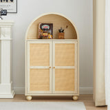 Sideboard Buffet Cabinet, Modern Arched Storage Cabinet with Rattan Decor Doors