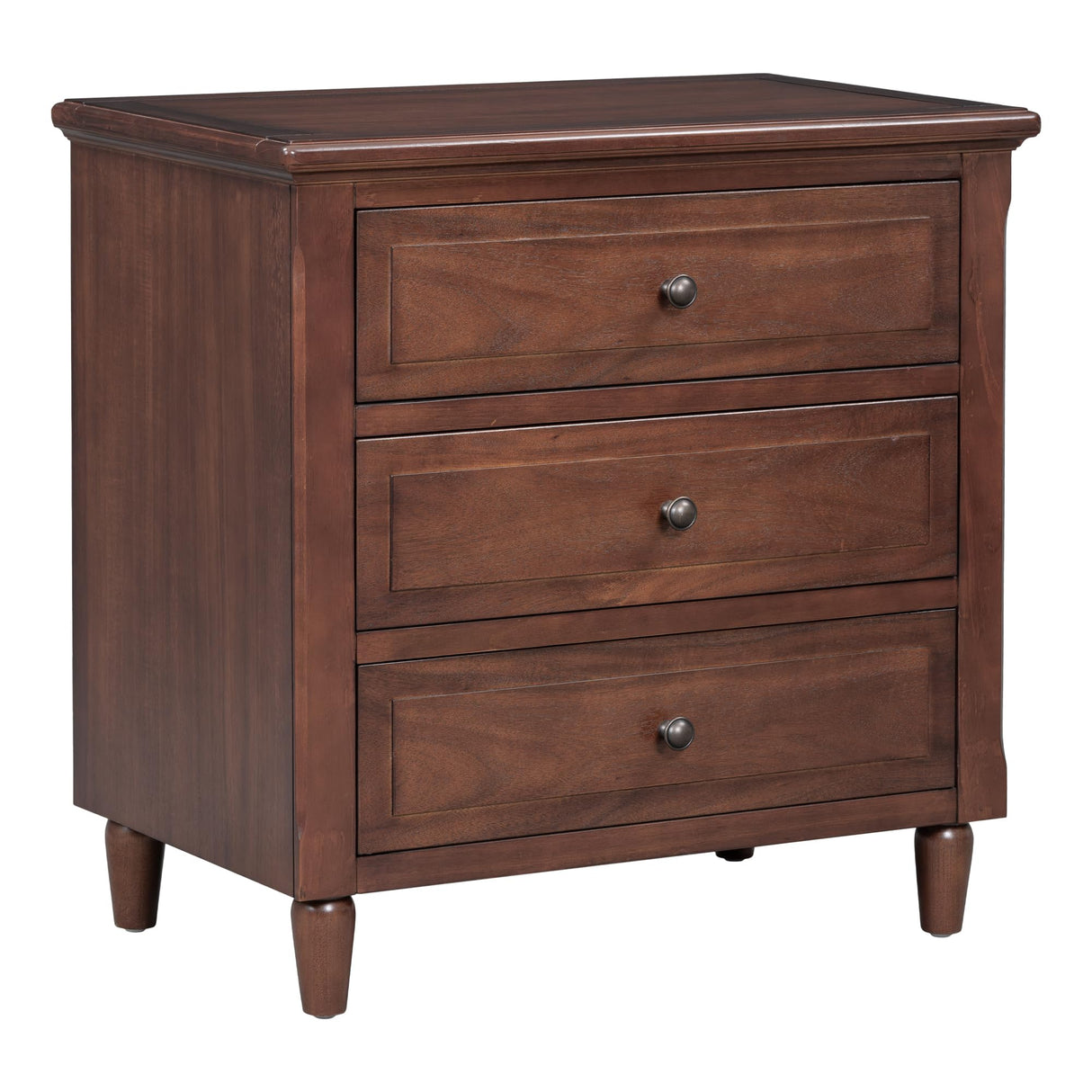 Nightstands with 3 Drawers for Bedroom, Modern Wood Bedside End Table, Walnut