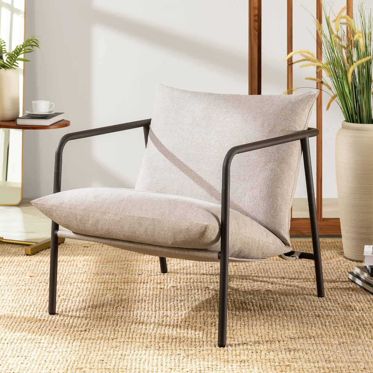 Mellow Wyn Sling Accent Chair, Beige