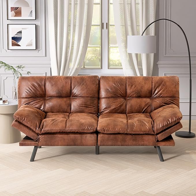 Futon Sofa Bed Couch Convertible Sofa, Memory Foam Futon Sleeper Sofa