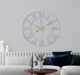 Large Wall Clock for Living Room Decor, (40CM) 16 Inch Wall Clock Decorative, Metal Analog Roman Numeral Wall Clock Modern Wall Clocks - Large Clock Home Decor (Silver)