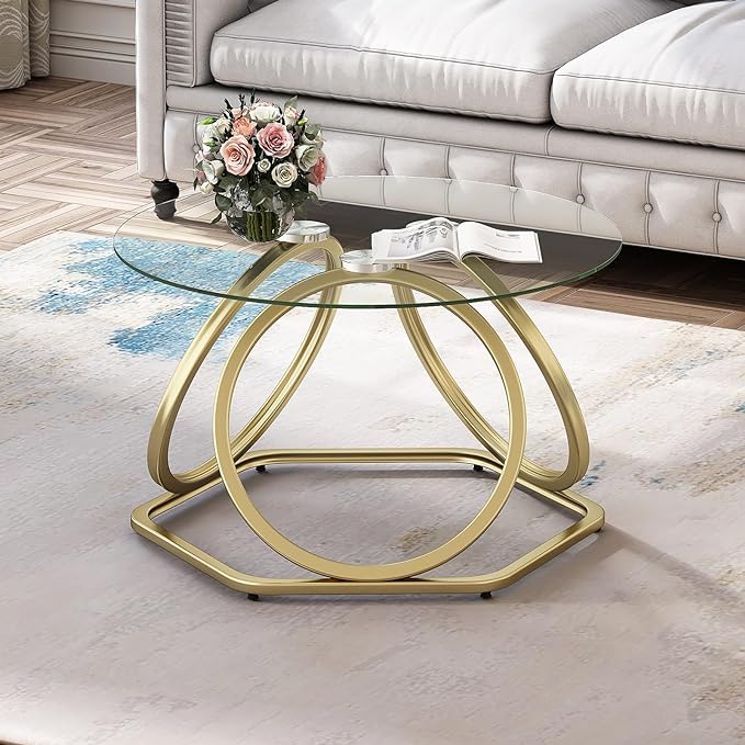 Round Coffee Table, Modern Silver Coffee Table Living Room Table