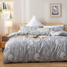 Queen Floral 3 PCS Bedding Sets Oatmeal Plant Flowers Printed on Fluffy Comforter