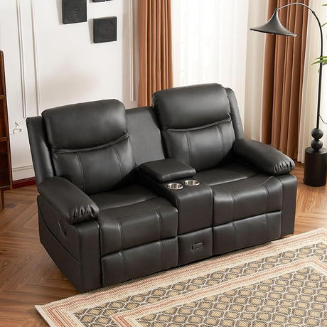 Recliner Sofa, Reclining Loveseat Sofa with Massage & Heat, Reclining Couch