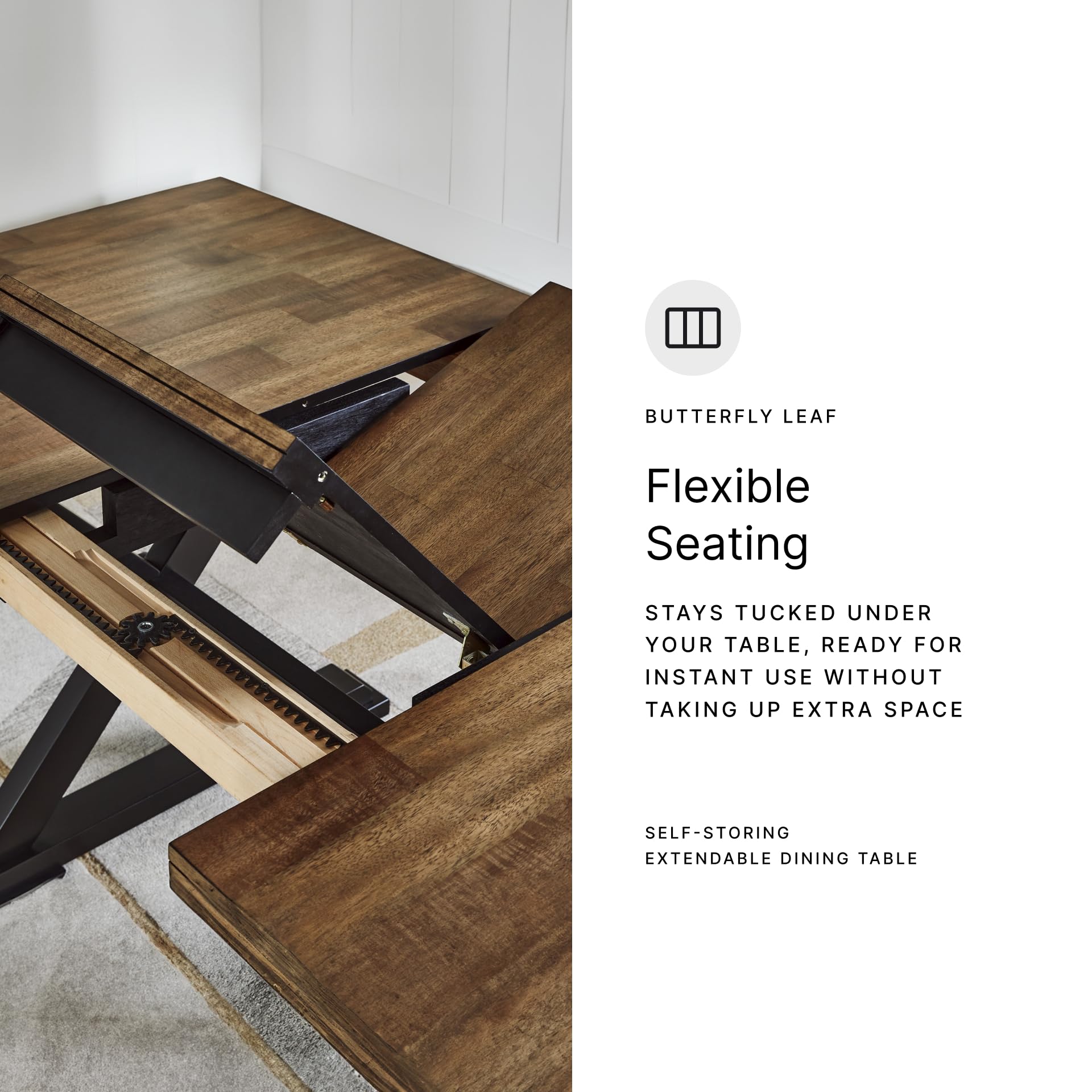 Wildenauer Dining Extension Table - Self-Storing Butterfly Leaf, Seats 8