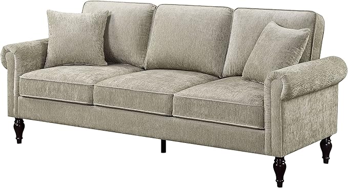 Barret Traditional Upholstered Chenille Fabric 3-Seater 80 in.