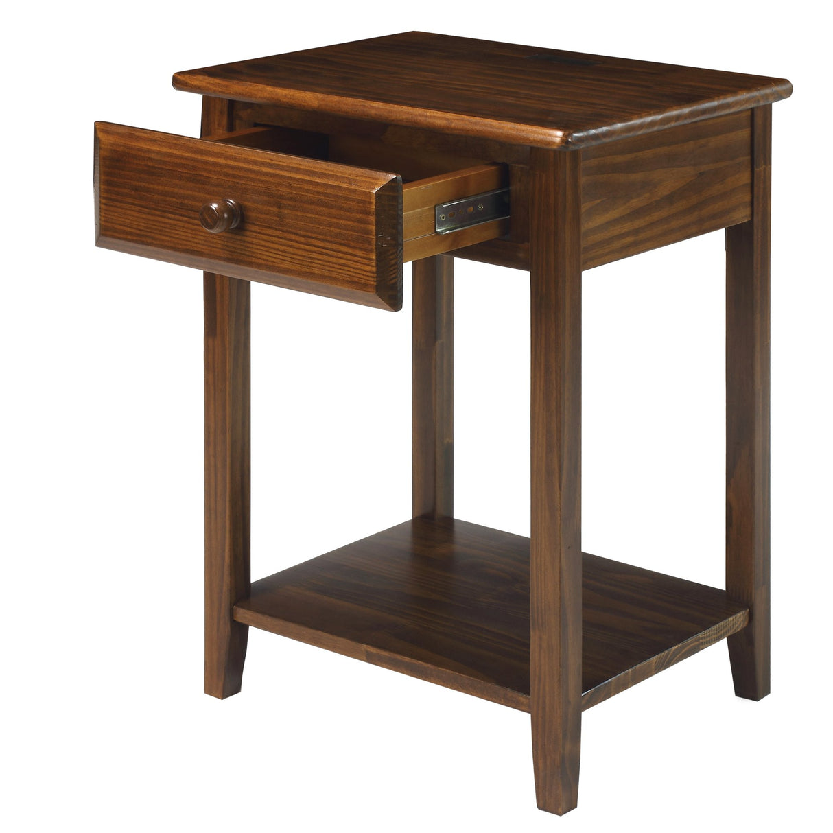 Night Owl Nightstand with USB Ports-Warm Brown