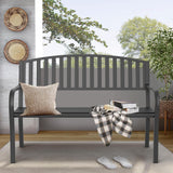 On Shine 50'' Outdoor Bench Weatherproof, Cast Iron All Metal Frame Garden Bench