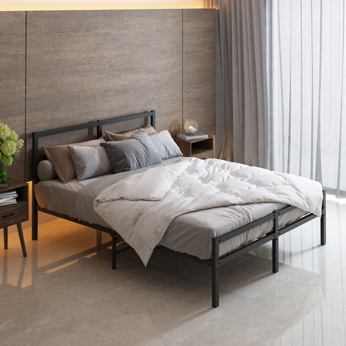 Bed Frame with Headboard Queen