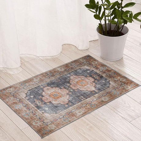 Camilla Boho Area Rug, 5'×7' Washable Oriental Accent Rug, Non-Slip Traditional Floral