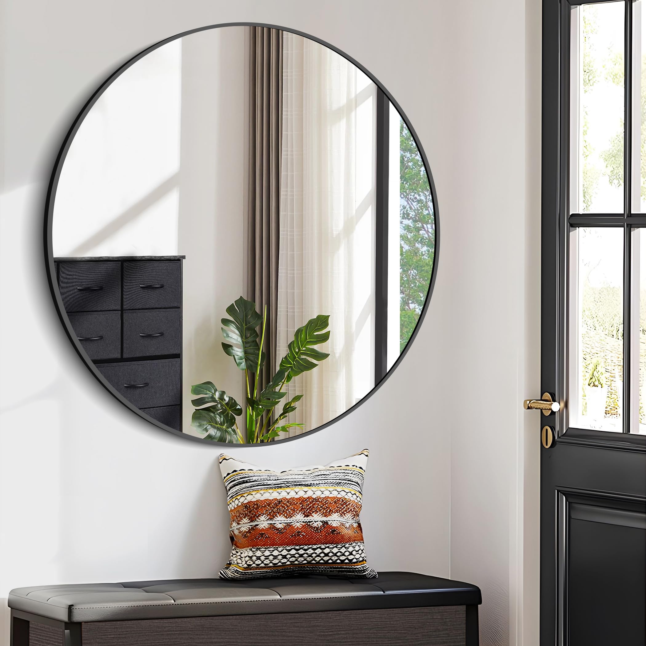 Black Round Mirror, Round Bathroom Mirror , Round Mirror
