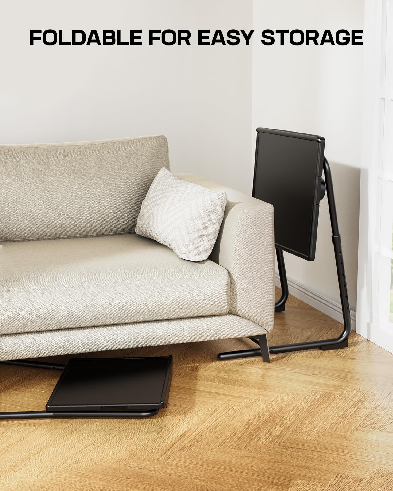LORYERGO Multifunctional TV Tray Table - [2 Packs] Adjustable TV Dinner Tray Tables with 6 Height & 3 Tilt Angle, Folding TV Trays with Cup Holder for Bed & Sofa, for Eating & Reading