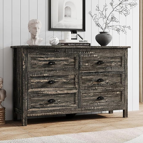 7 Drawer Dresser for Bedroom, Modern Wood Dresser with Vintage Black Antique Handle