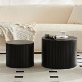 Nesting Coffee Table Set of 2,Modern Round Wooden Coffee Tables