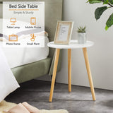 Round Side Table, White Nightstand Coffee End Table for Living Room, Bedroom