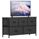 Fabric Dresser TV Stand for Bedroom with 5 Drawers, Wide Chest of Drawers