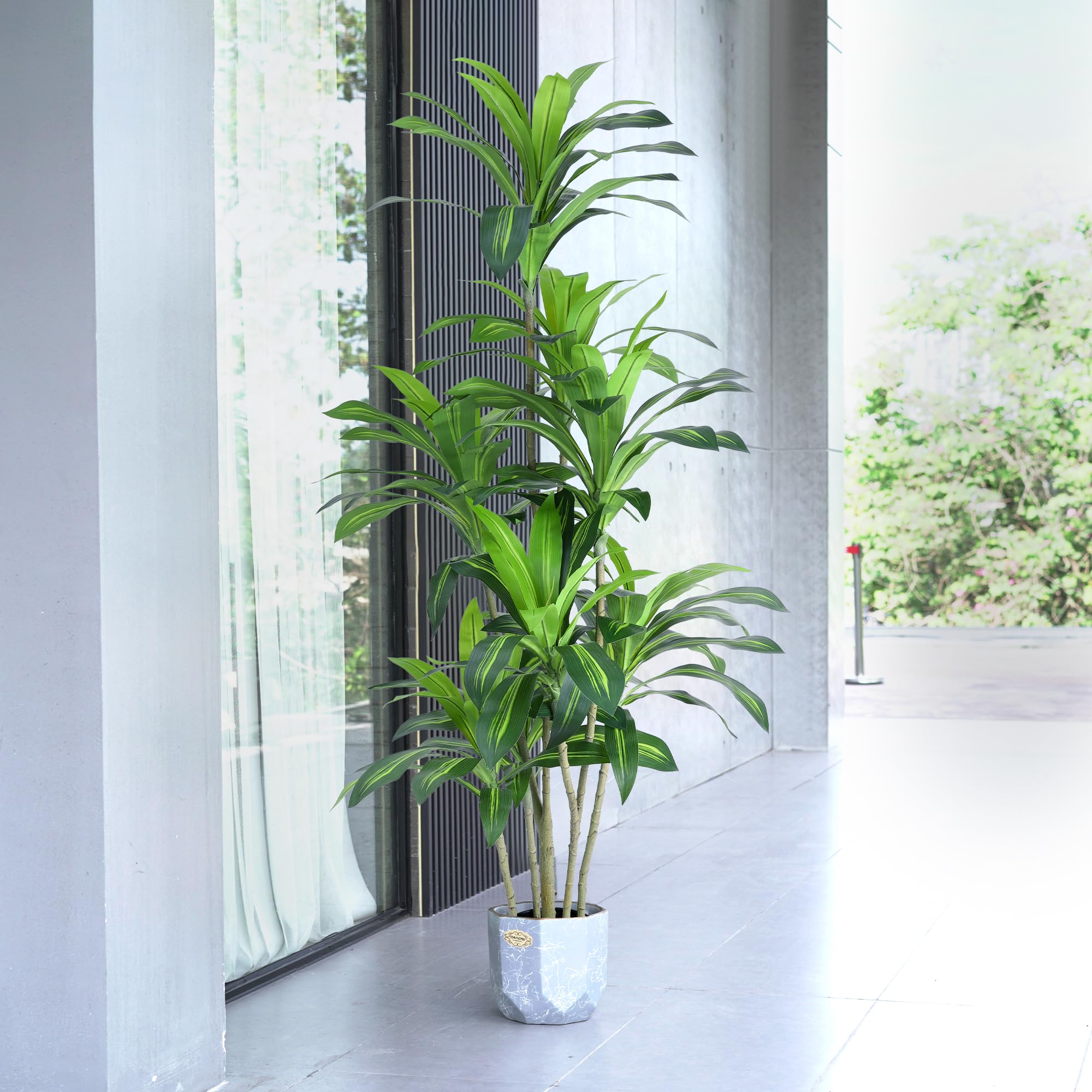 Waoops Artificial Plants 6Ft Dracaena Fragrans Faux Trees with 8 Heads Fake Tree for Home Decor Indoor or Outdoor Office Decoration Housewarming Gift