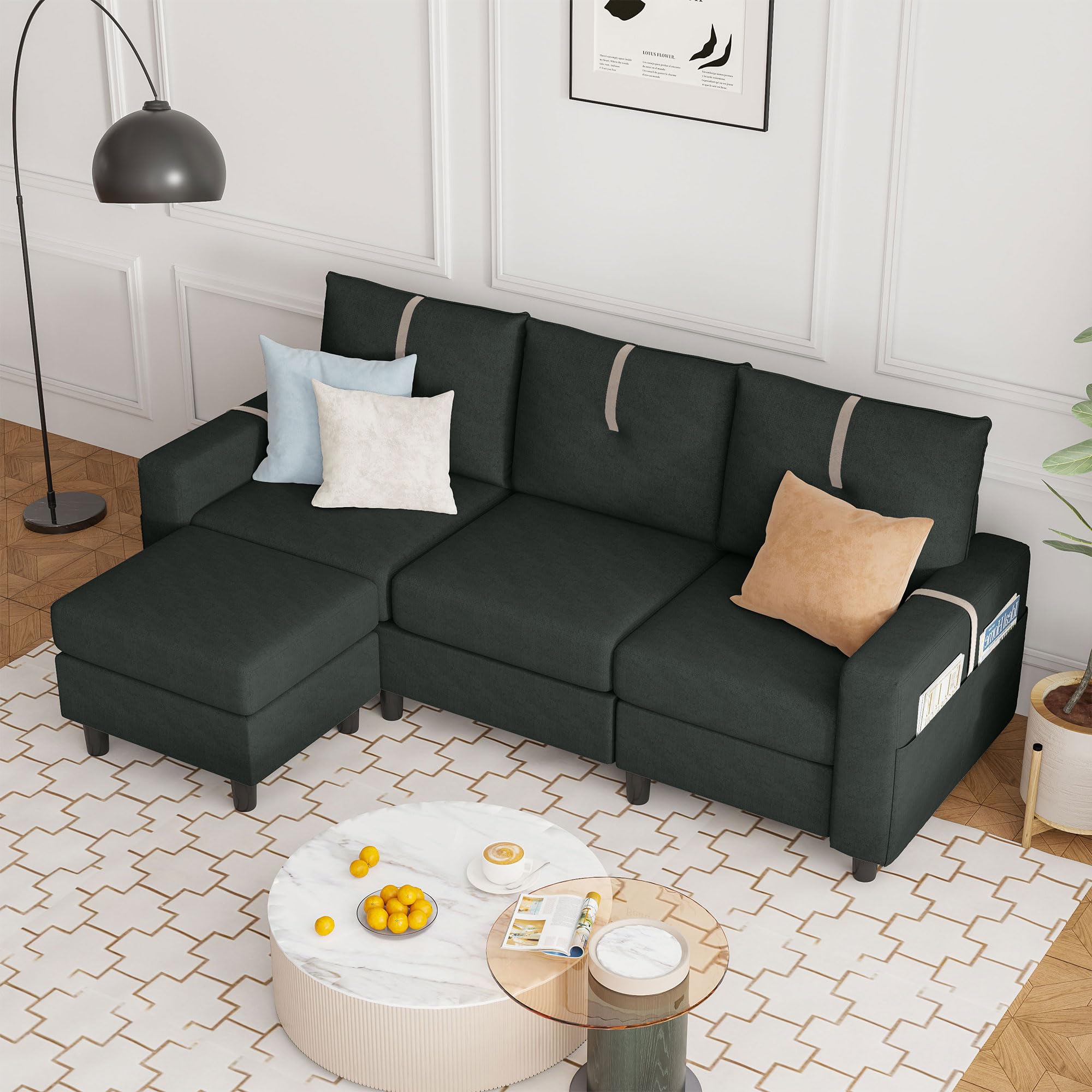 80" Sectional Sofas for Living Room, 3 Seat L Shaped Couch