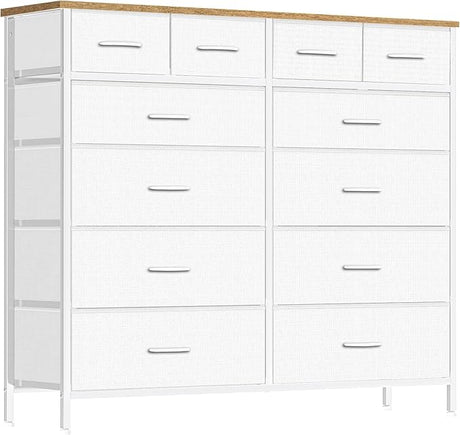 Large Dresser for Bedroom with 12 Deep Drawers, Tall Fabric Drawer Dresser, Chest of