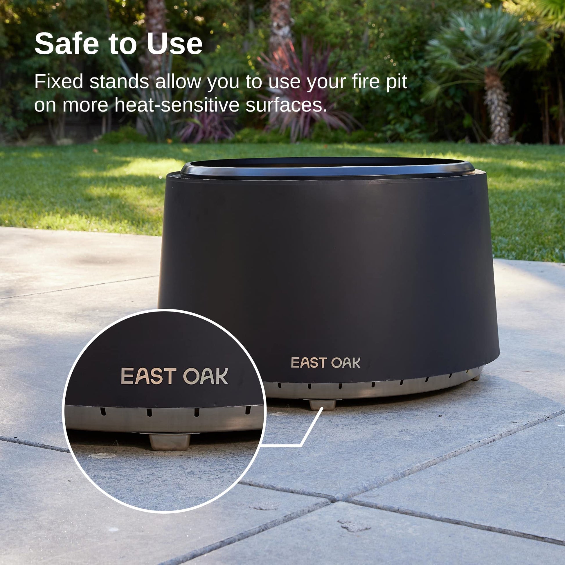 EAST OAK Fire Pit 29", Stainless Steel Smokeless Fire Pits for Outside Large Wood Burning Firepit with Poker & Removable Ash Pan, Portable Bonfire Pit for Patio, Backyard,Pitch Charcoal - Bircata
