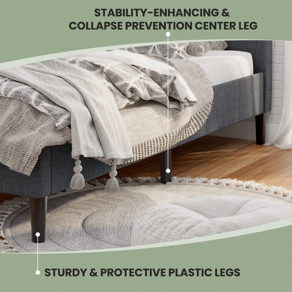 Twin Upholstered Bed Frame with Button-Tufted Headboard - Grey