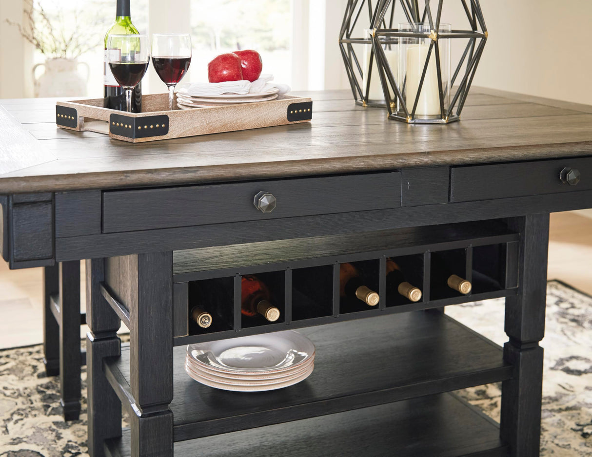 Tyler Creek Farmhouse Counter Height Dining Table with Wine Rack