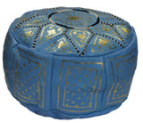Morocco Moroccan Pouf Hand Made 100% Leather Ottoman Comfortable Round Design Foot Stool
