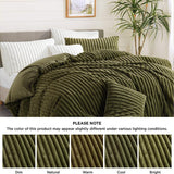 Fluffy Faux Fur Duvet Cover Queen Size Velvet Flannel Olive Green Striped Reversible Comforter