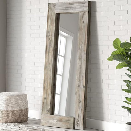 Rustic Farmhouse Full Length Mirror - Wood Frame Floor Standing Bedroom Mirror