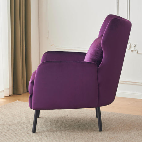 Wing Back Velvet Accent Chair, Modern Living Room Armchair Comfy Upholstered