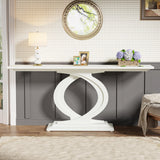 59 Inches Console Table for Entryway, White Farmhouse Console Table for Living Room