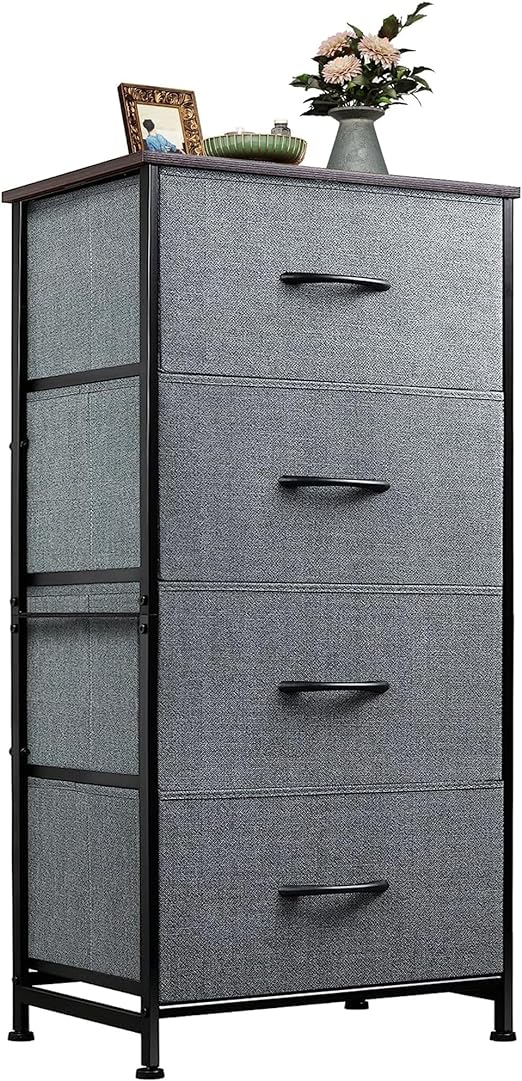 Dresser with 4 Drawers, Storage Tower, Organizer Unit, Fabric Dresser for Bedroom