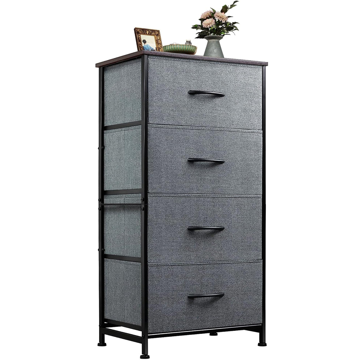 Dresser with 4 Drawers, Storage Tower, Organizer Unit, Fabric Dresser for Bedroom