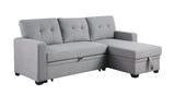 82 inch Convertible L Shaped Sleeper Sectional Sofa Linen with Storage Chaise