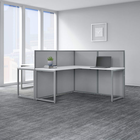 Easy Office 2 Person L Shaped Cubicle Desk Workstation, 60W x 45H, Pure White