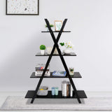A Frame Bookshelf Storage Shelves, 4 Tier Ladder Bookcase Free Standing