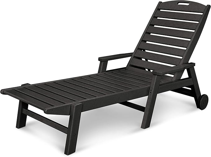 NCW2280GY Nautical Wheeled Chaise with Stackable Arms, Slate Grey