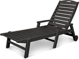 NCW2280GY Nautical Wheeled Chaise with Stackable Arms, Slate Grey