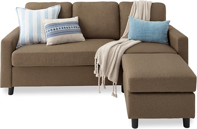 Upholstered Sectional Sofa for Home, Apartment, Dorm, Bonus Room, Compact Spaces