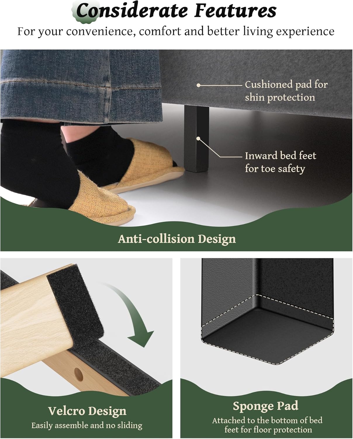 King Size Velvet Platform Bed Frame with 56" Wingback Headboard