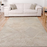 Palafito 8x10 Geometric Shag Diamond High-Low Pile Textured Indoor Area Rug (White