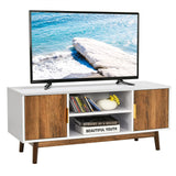 TV Stand for TVs up to 50" TV, Entertainment Center w/ 2 Cabinets & Open Shelves, 2