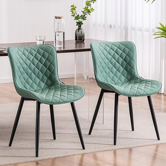 Khaki Dining Chairs Set of 2  Upholstered Modern Armless Dining Room Chair