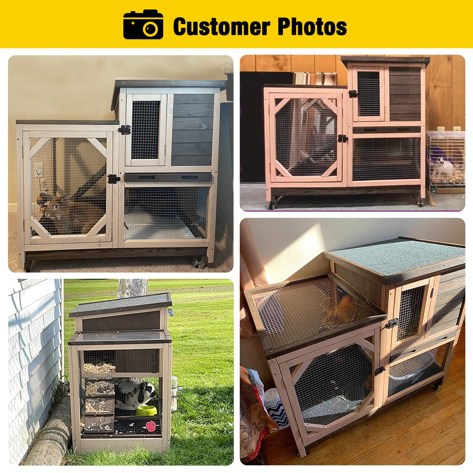 Rabbit Hutch Cage Outdoor and Indoor Bunny Hutch on Wheels