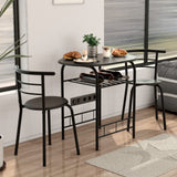 3-Piece Round Dining Table Set for 2, Compact Table & Chairs Set for Kitchen Space-saver