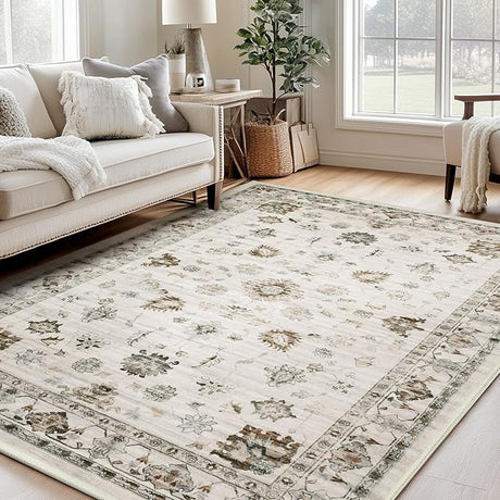 Washable 5X7 Area Rug for Living Room Vintage Rugs, Bedroom Kitchen Rugs, Vintage