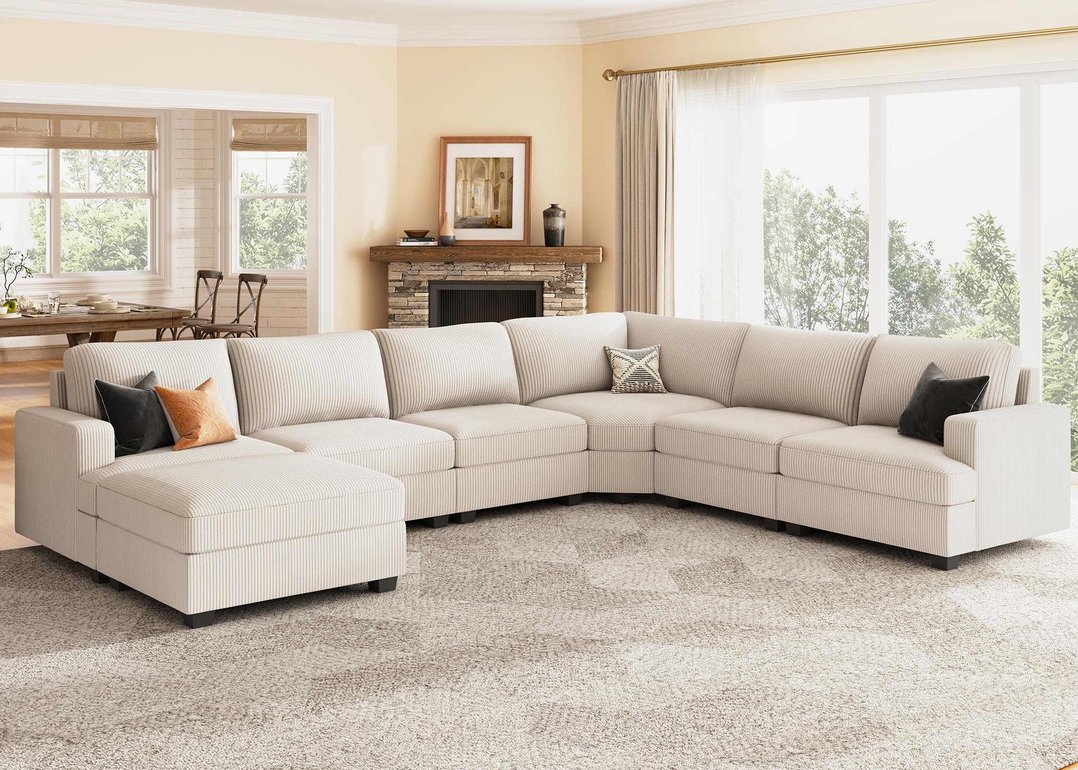 Modular Sectional Couch with Storage Ottoman, U Shape Sectional Sofa