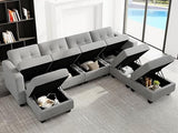 Sofa Couch with Reversible Chaises 6 seat Sectional Couch