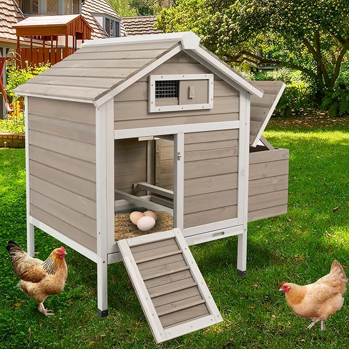 Chicken Coop Chicken House Outdoor with Removable Trays, Wooden Rabbit Hutch